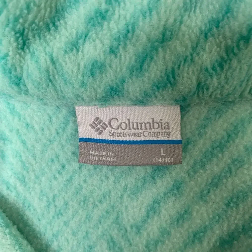 Columbia Jacket Girls Youth L Large Mint Benton Springs II Printed Fleece Zip Up